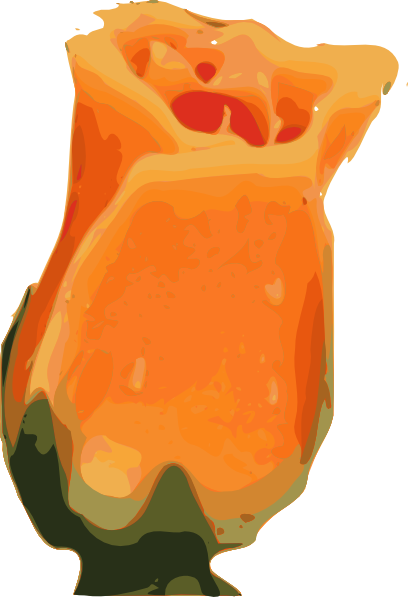 Free Vector Closed Flower Clip Art - Orange Rose Bud Clipart (408x597), Png Download