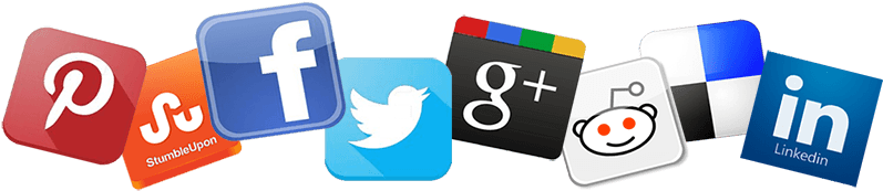The Social Signal Package Contains Social Shares Of - Facebook Twitter Linkedin Pinterest Icons (800x191), Png Download