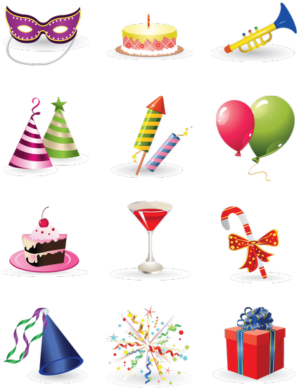 Party Icon Png - Birthday Set Picture Ornament (552x592), Png Download