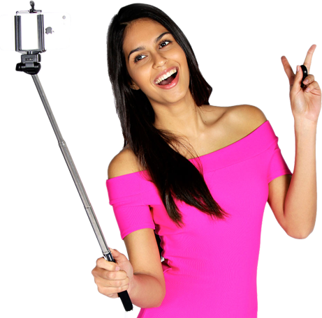 Would You Want A Selfie Stick That Can Help You Take - Girl Taking Selfie Png (461x456), Png Download