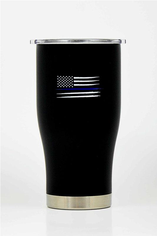 Thin Blue Line Stainless Steel Tumbler - Leather (726x800), Png Download
