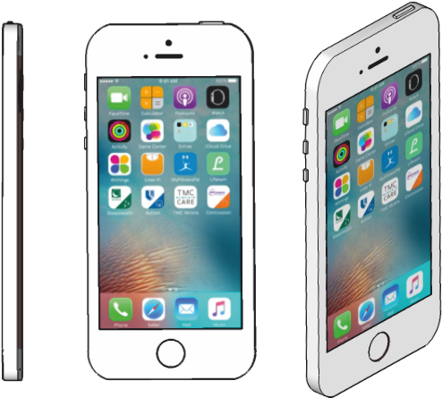 Study The Three Views Of The Mobile Phone Seen Opposite - View For Iphone 6 Plus / 6s Plus (500x449), Png Download