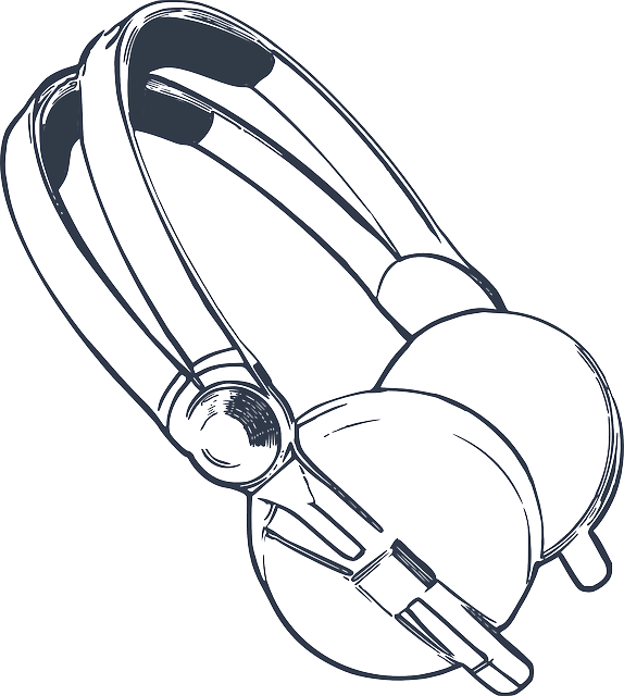 Head, Computer, Black, Phone, Music, Outline, Drawn - Head Phones Black And White (574x640), Png Download