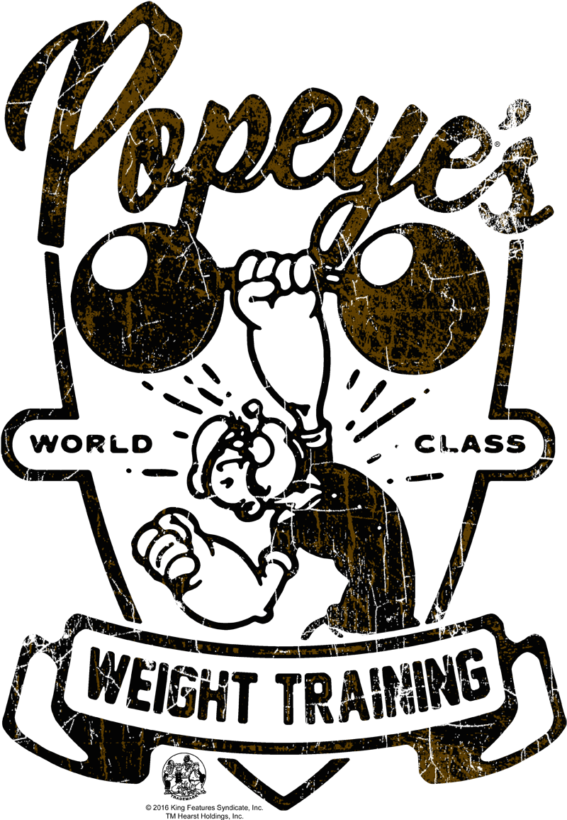 Popeye Weight Training Kid's T-shirt - Mens Short Sleeve (850x1191), Png Download