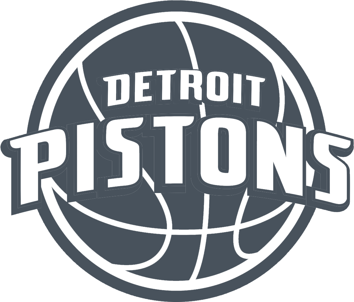 Dallas Mavericks Gray - Detroit Pistons Logo Ball (1248x1090), Png Download