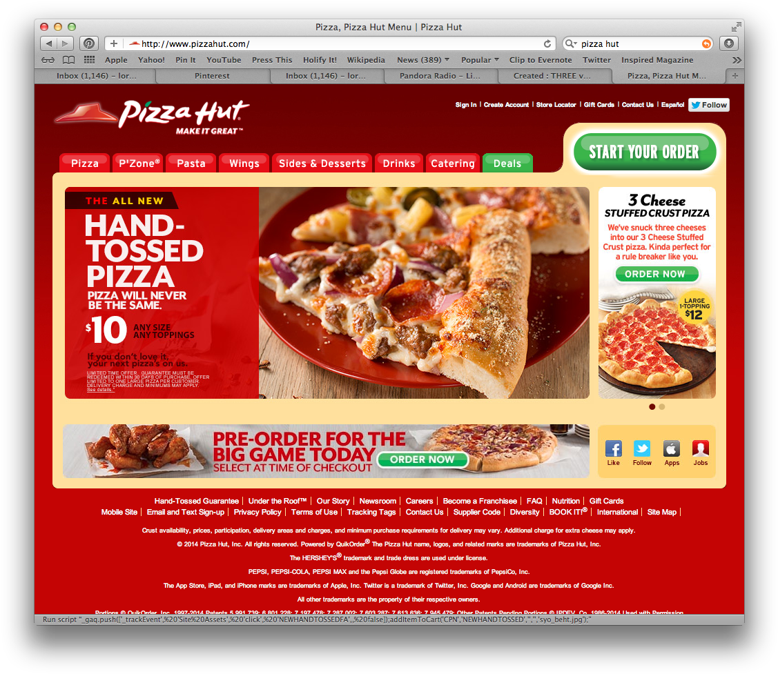 Screen Shot 2014 02 02 At - Pizza Hut (1142x992), Png Download