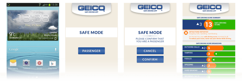 The First Visualization Of The Mobile Reporting Ui - Geico Insurance (800x267), Png Download