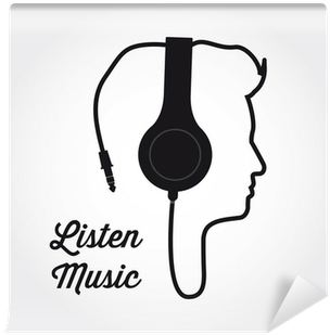 Man Profile Silhouette With Headphone Music Vector - Headphone Side Vector (400x400), Png Download