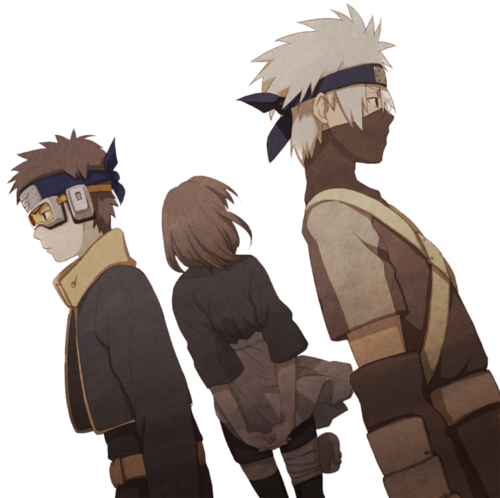 Kakashi, Naruto, And Rin Image - Team Minato (500x498), Png Download
