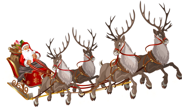 Santa Sleigh Png - Santa Claus With Sleigh Png (600x354), Png Download