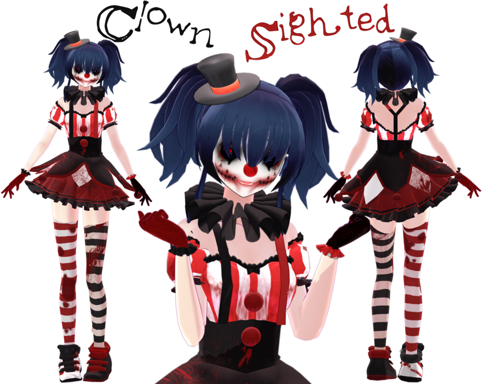 Creepy Clown Face Png - Mmd Clown Model (1018x784), Png Download
