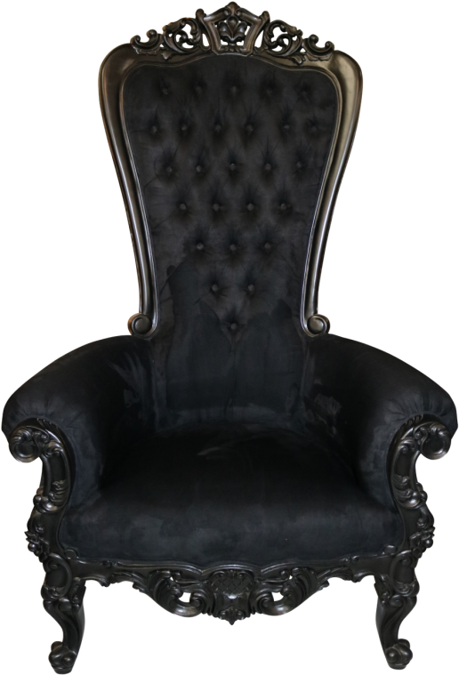 French Provincial Throne Armchair In Black Suede - Chair (800x800), Png Download