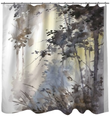 Watercolor Hand Painted Abstract Landscape, Deep Forest, - Watercolor Painting (400x400), Png Download