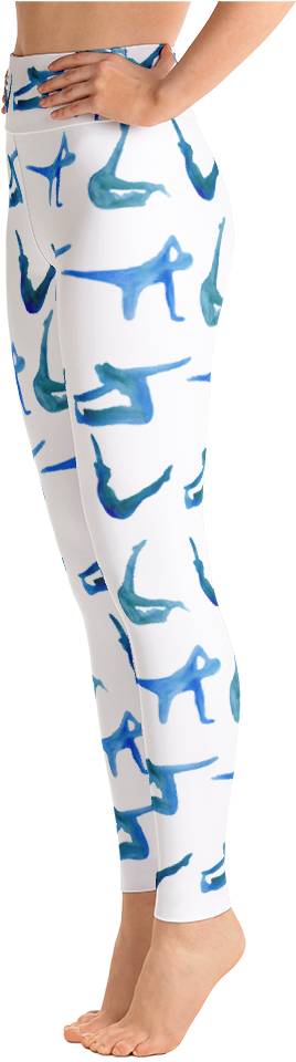 Watercolor Pilates High Waisted Leggings - Yoga Pants (1000x1000), Png Download