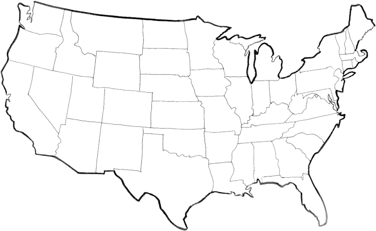 Usa Map Png Picture - Us Map Outline Png (780x481), Png Download