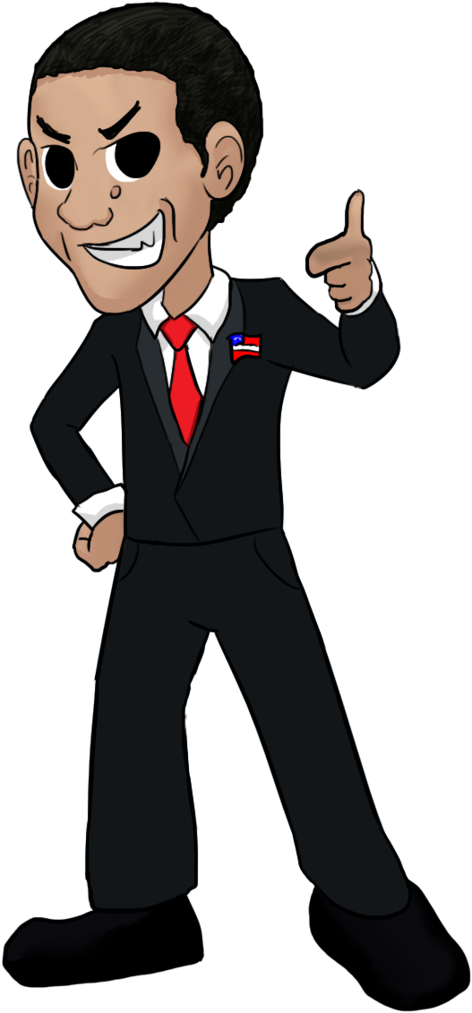 Small Obama - Cartoon (1000x1176), Png Download