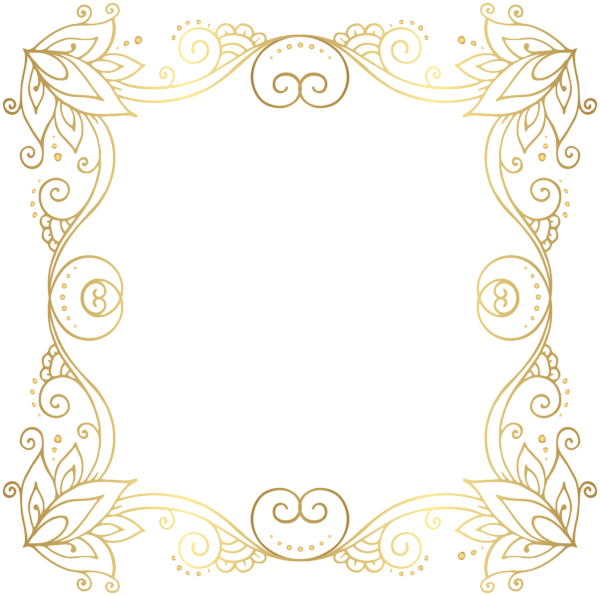 Graphic Royalty Free Download Gold Frame Png Clip Art - Curly Borders Gold Png (600x596), Png Download
