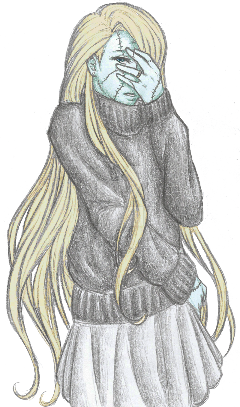Zombie Anime Girl Drawing - Cute Zombie Girl Drawing (800x1355), Png Download