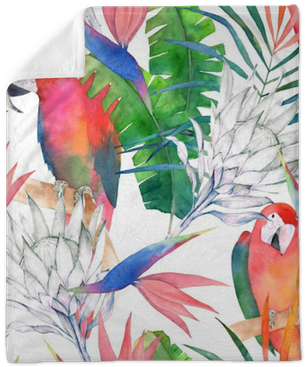 Watercolor Summer Print - Parrot (400x400), Png Download