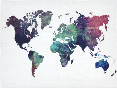 World Map 12 Cotton Linen Wall Tapestry - World Map (500x500), Png Download