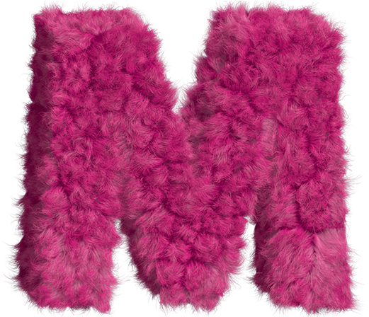 Pink Fur Font Letter M - Fur (527x447), Png Download
