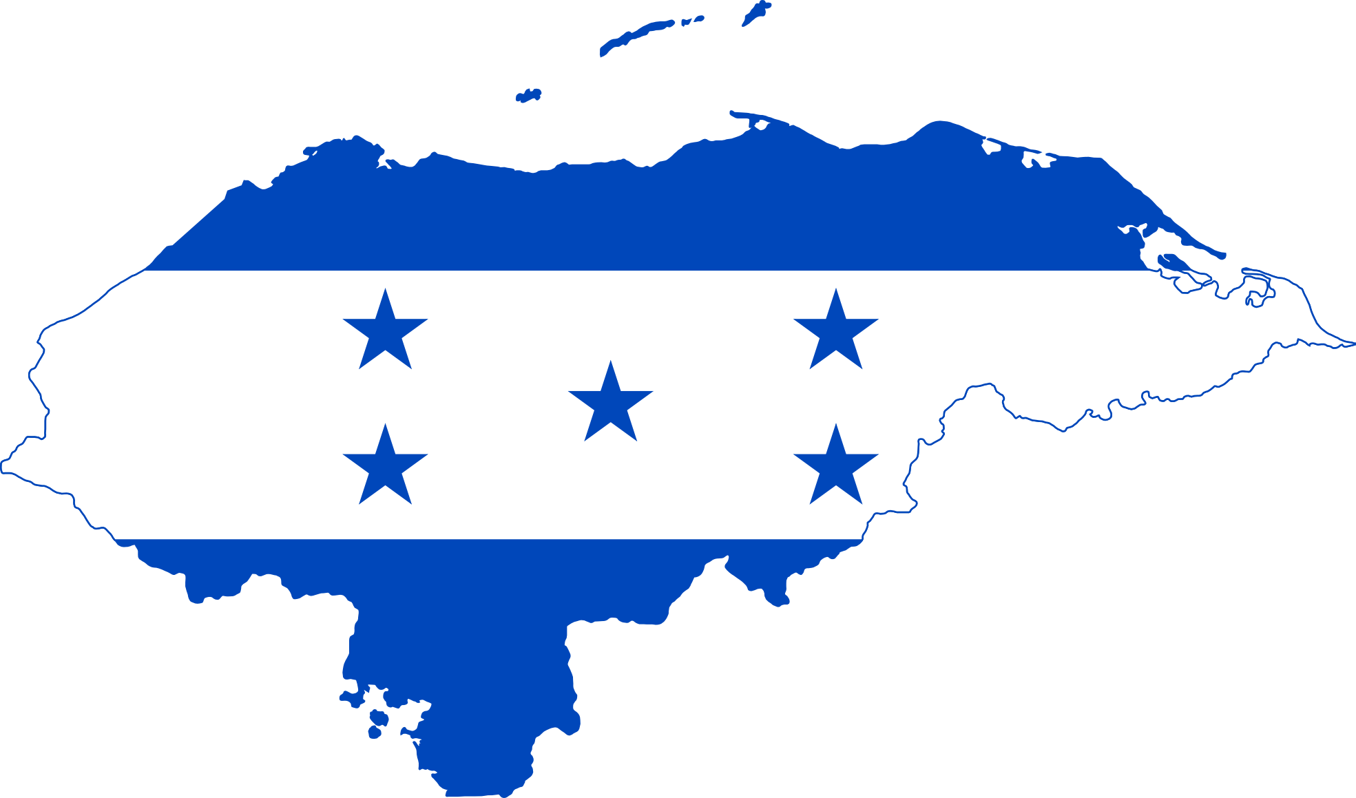 Flag Map Of Honduras Flags 2011 Clip Art Svg Openclipart - Honduras Png (1969x1159), Png Download
