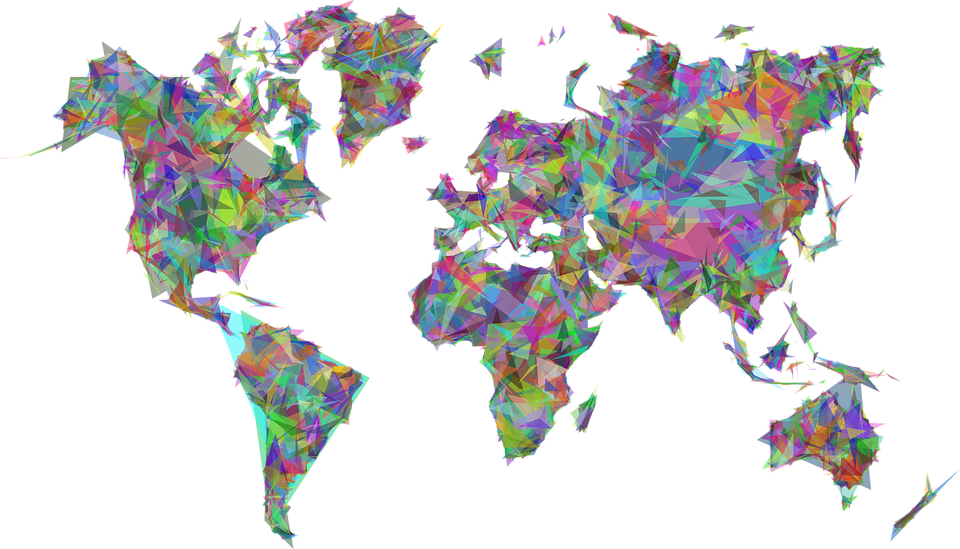 Abstract World Map Png Transparent - Watercolor World Map 1 (960x549), Png Download