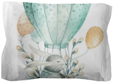 Cute Baby Rabbit Animal, Forest Illustration For Children - Hot Air Balloon Murals With Woodland Animals Baby Room (400x400), Png Download