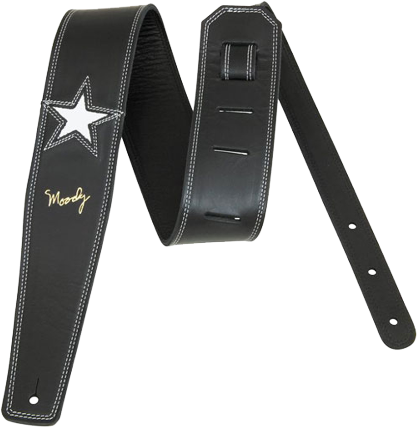 5" 1 Star Leather Backed Strap - Cool Black Leather Guitar Strap (900x900), Png Download