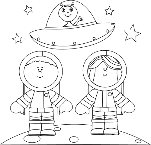 Astronauts On Moon With Clip Art - Outline Images Of Astronaut (500x478), Png Download