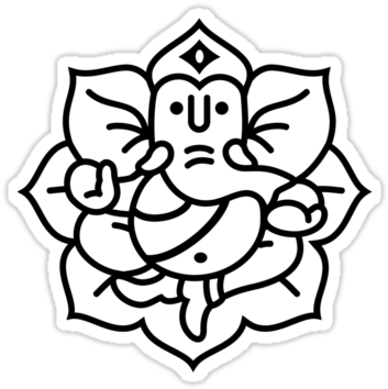 Ganesha Outline (375x360), Png Download