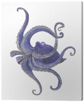 Watercolor Painting Blue Octopus Canvas Print • Pixers® - Watercolor Painting (400x400), Png Download