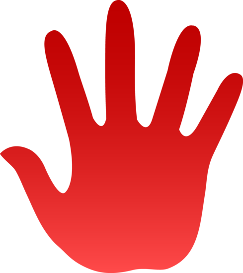 Red - Hand - Print - Clip - Art - High Five Hand Clipart (489x550), Png Download