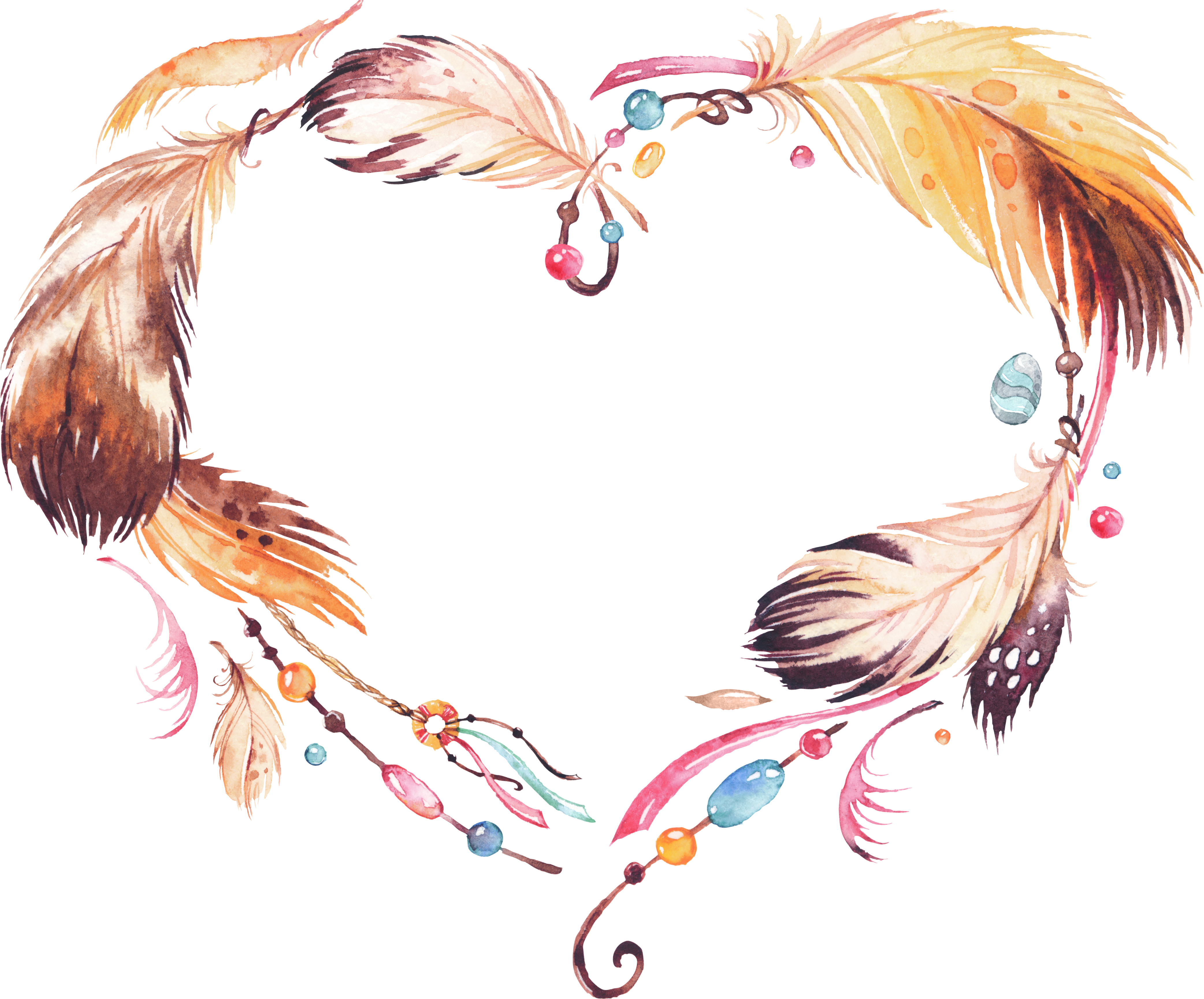 Wreath Amulet Watercolor Painting Dreamcatcher Clip - Dream Catcher Heart Png (4168x3457), Png Download