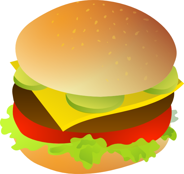 Cheese Burger Clip Art At Clker - Burger Clipart (594x560), Png Download