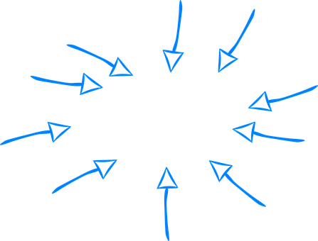 Arrows Blue Focal Center Design Directivit - Arrows Pointing To Something (447x340), Png Download