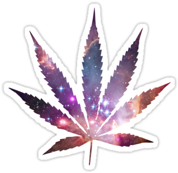 "space Pot Leaf" Stickers By Mstark - Weed Plant Black And White (375x360), Png Download