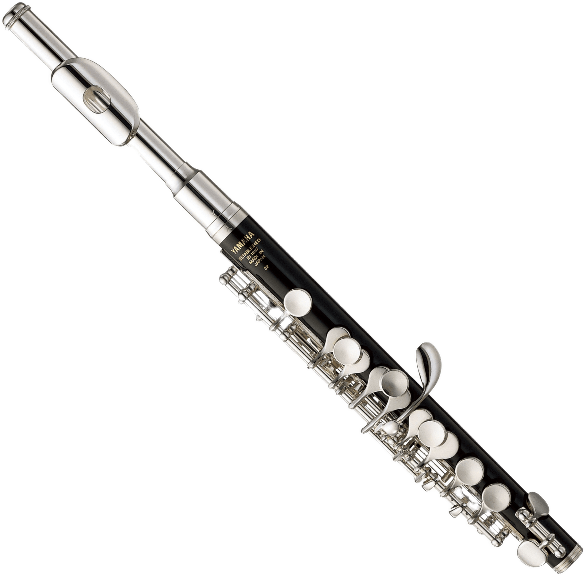 Vector Black And White Stock Yamaha Piccolo Transparent - Yamaha Ypc 32 (2085x2084), Png Download