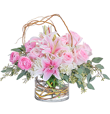 Peaceful Pink Flower Arrangement - A Better Bloom Edmond Flower Shop (368x460), Png Download