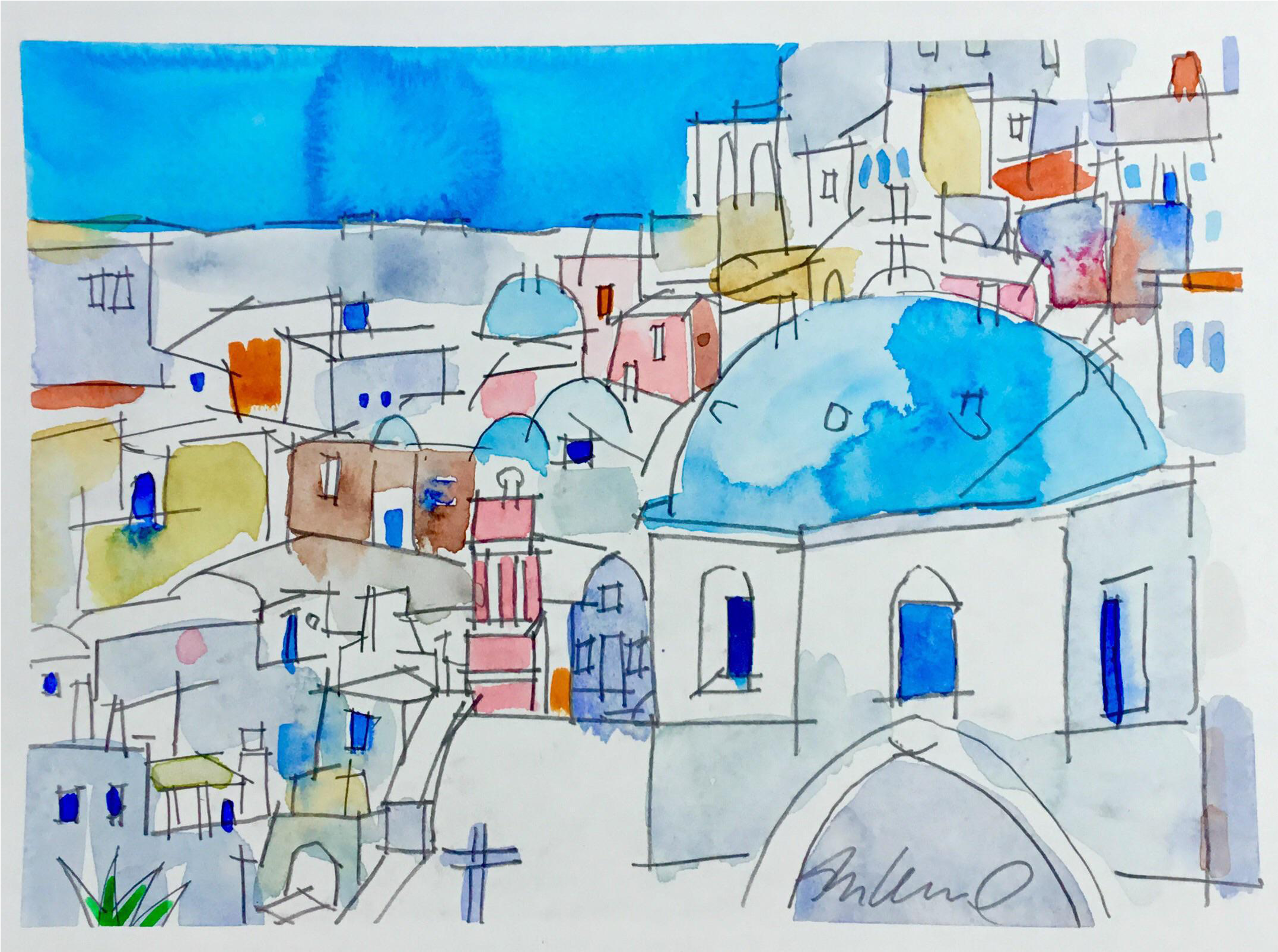 Visit - " - Watercolor Painting (2392x1782), Png Download