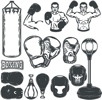 Set Boxing Icons Isolated On White - Icon (360x360), Png Download