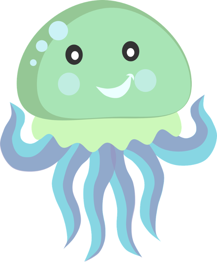 Jellyfish Clipart Green - Cute Jelly Fish Clipart Png (746x900), Png Download