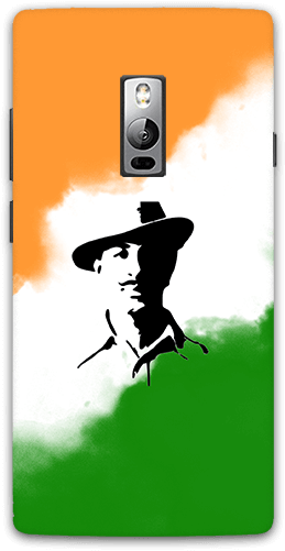 Bhagat Singh With Indian Tricolor Oneplus 2 Mobile - Shaheed Bhagat Singh Silhouette Sticker (600x600), Png Download