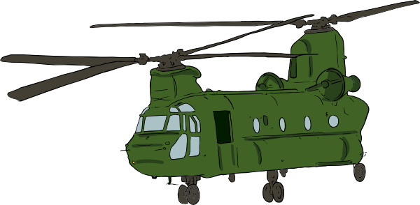 Free Vector Chinook Helicopter Clip Art - Military Helicopter Clip Art (600x294), Png Download