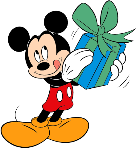 Mickey Mouse Birthday Mouse Birthday Clipart - Mickey Mouse Present Png (450x495), Png Download