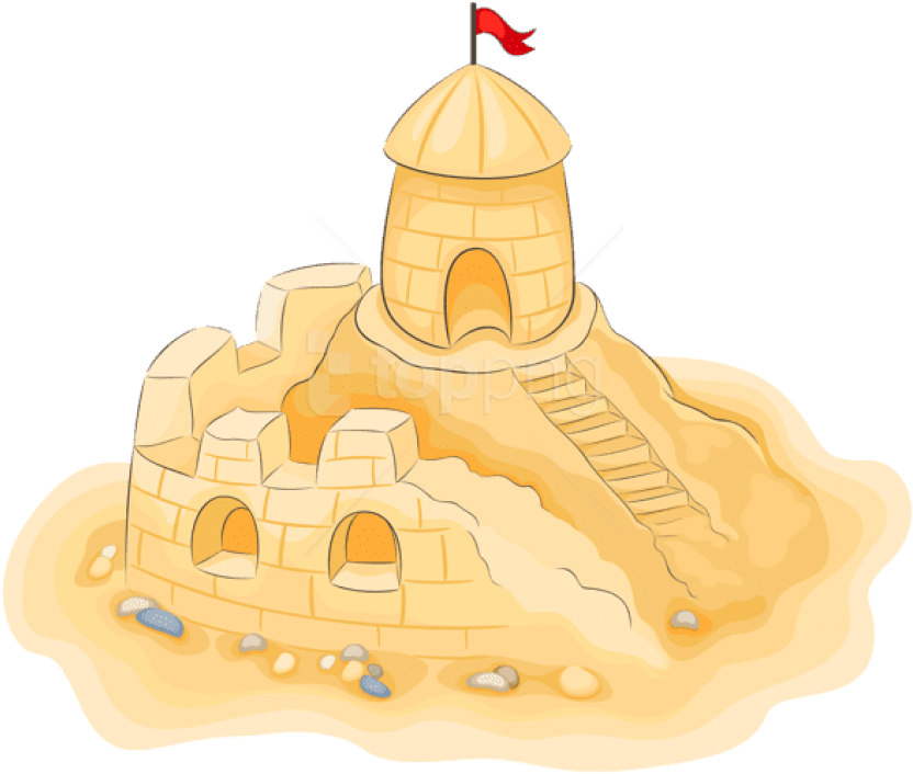 Seaside Clipart Sand Castle - Sand (600x510), Png Download