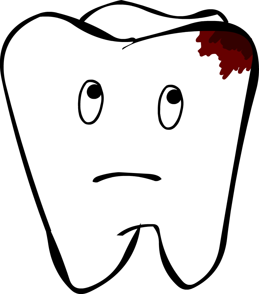 Drawing Tooth Line Art Pencil - Diente Con Caries Png (875x994), Png Download