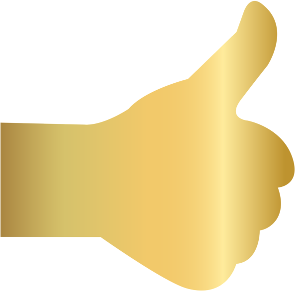 Gold Thumb Up Transparent Clip Art Image - Gold Thumb Up Png (600x592), Png Download
