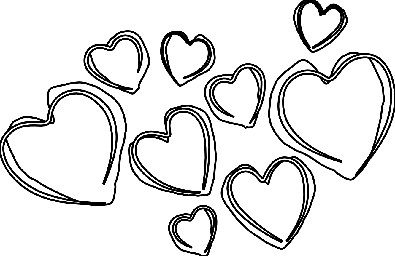 Heart Black And White Heart Clipart Black And White - Hearts Black And White Drawing (1331x864), Png Download