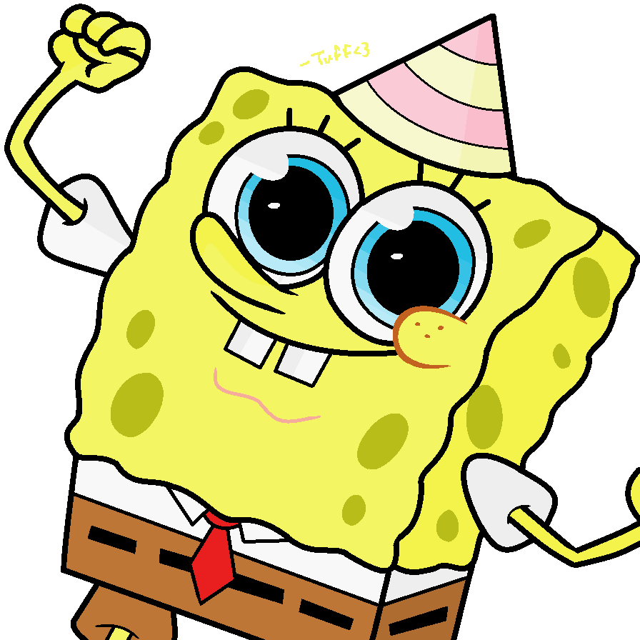 Clip Black And White Happy By Tuff Rubies On Deviantart - Spongebob And Patrick Birthday (894x894), Png Download